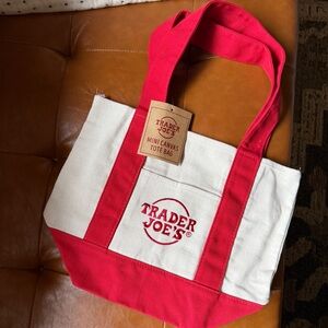 New with tags Trader Joe's Red and White mini Tote Bag